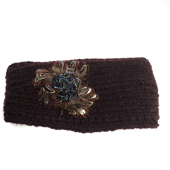 Candies Womens Knit Adjustable Cable Knit Headband Ear warmer Embellished Boho - Picture 1 of 6